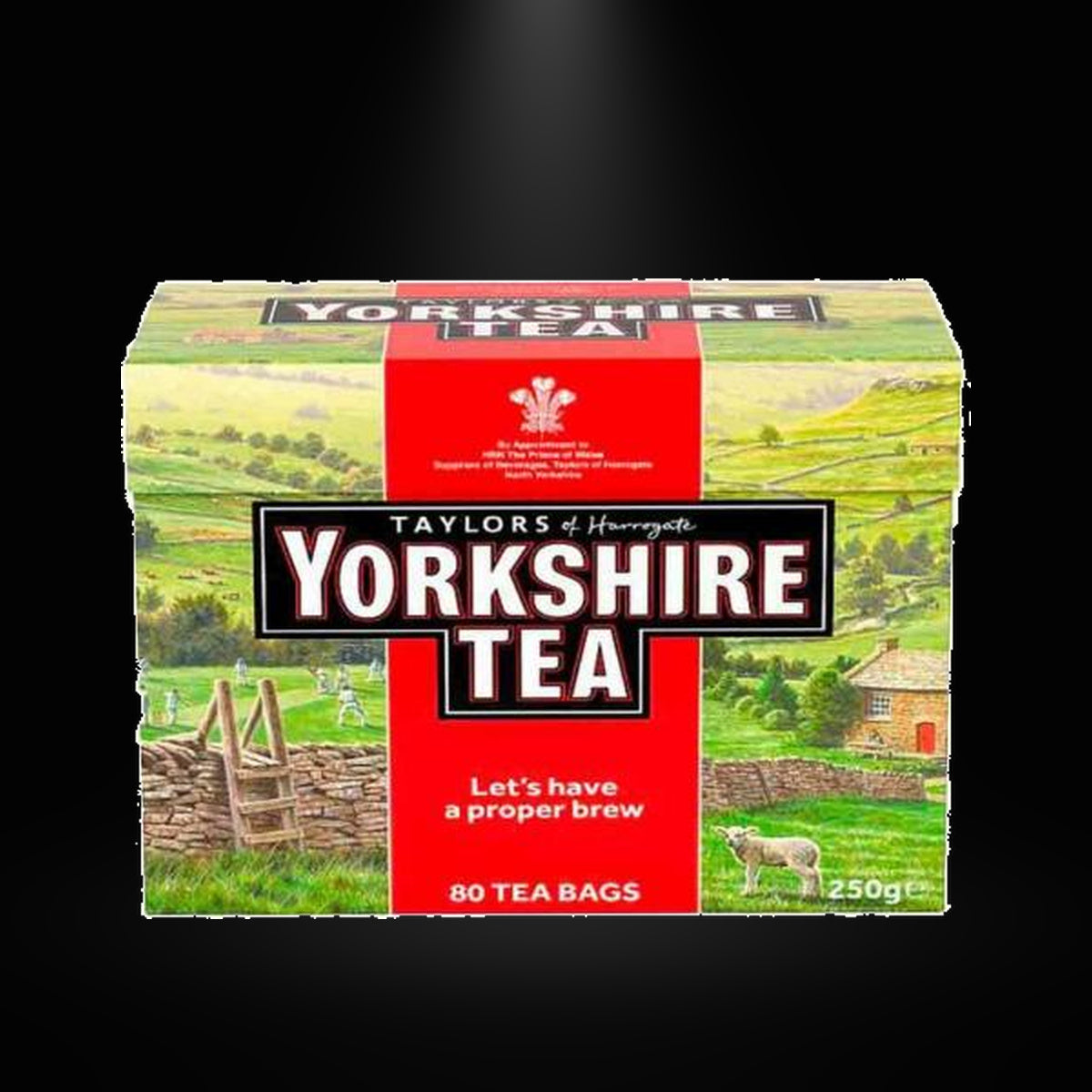 Yorkshire Original 80ct on black background with overhead spotlight