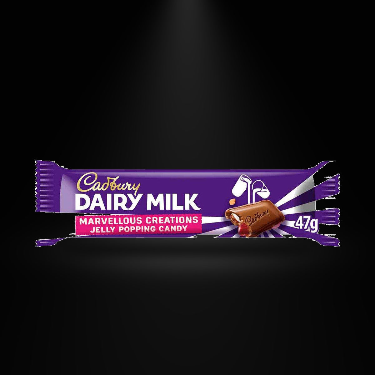 CA Marvellous Creations 47gm on a black background with an overhead spotlight