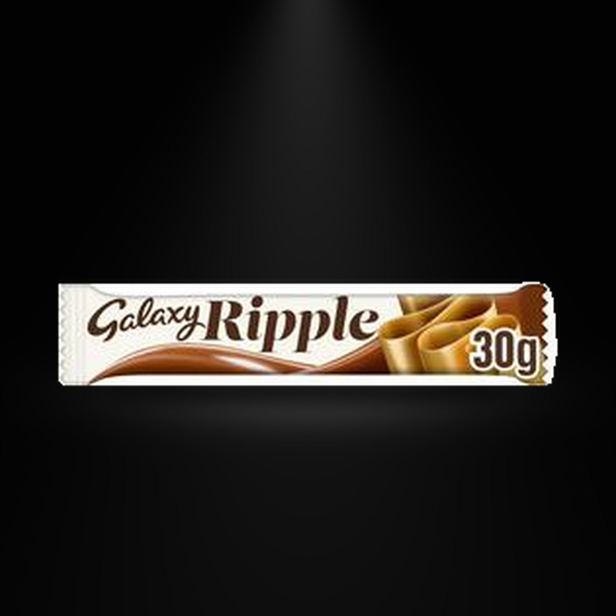Galaxy ripple 30 gm on a black background with an overhead spotlight