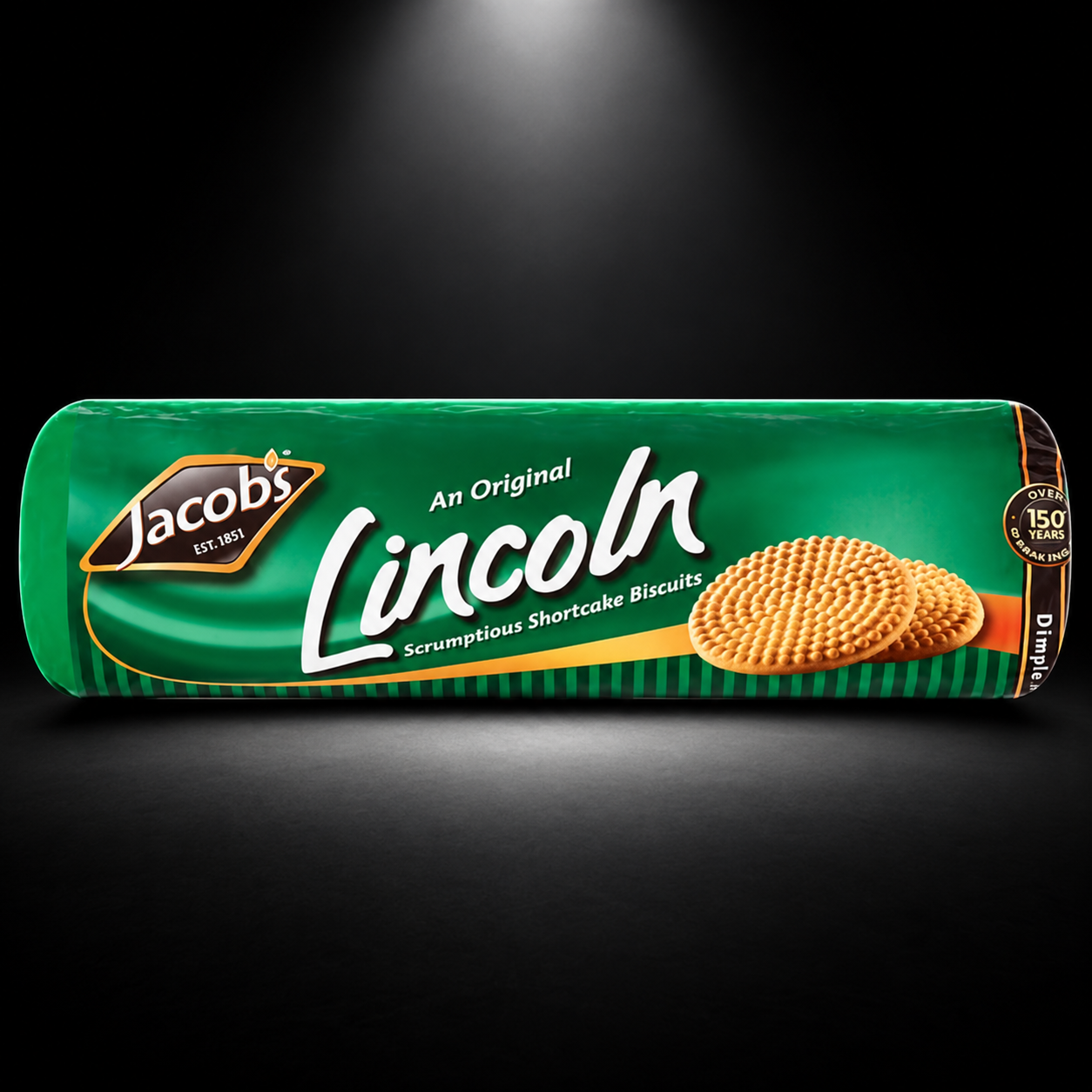 Jacob's lincoln on black background with overhead spotlight