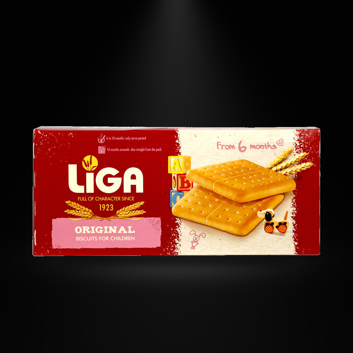Liga Original 175 g on a black background with an overhead spotlight