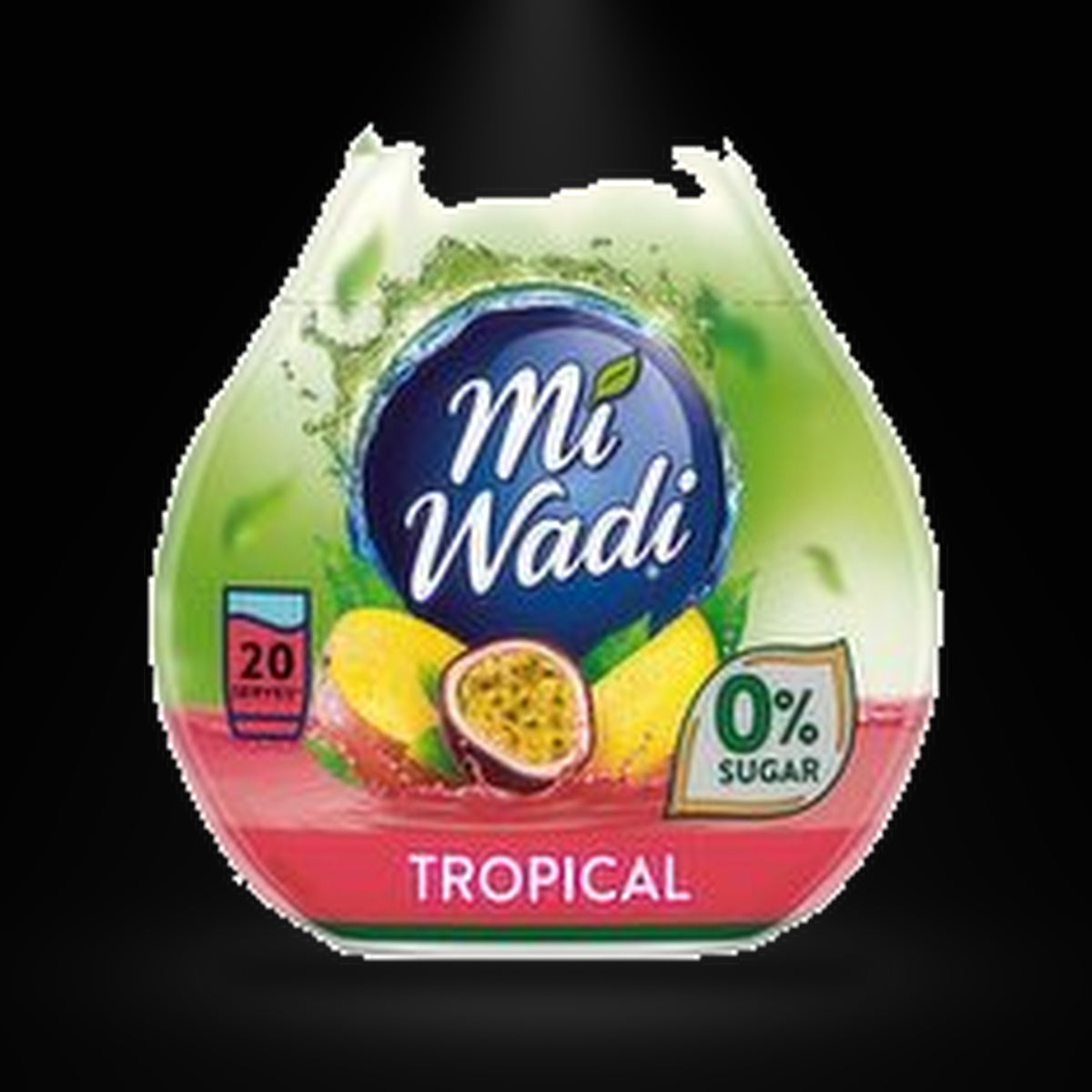Mi wadi Tropical mini on a black background with an overhead spotlight