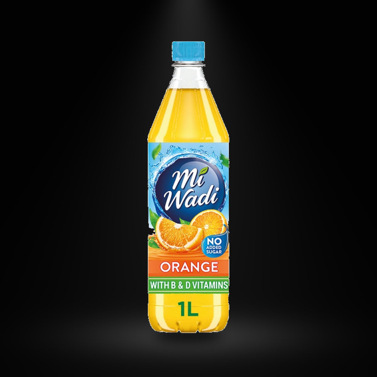 MiWadi Orange NAS on a black background with an overhead spotlight