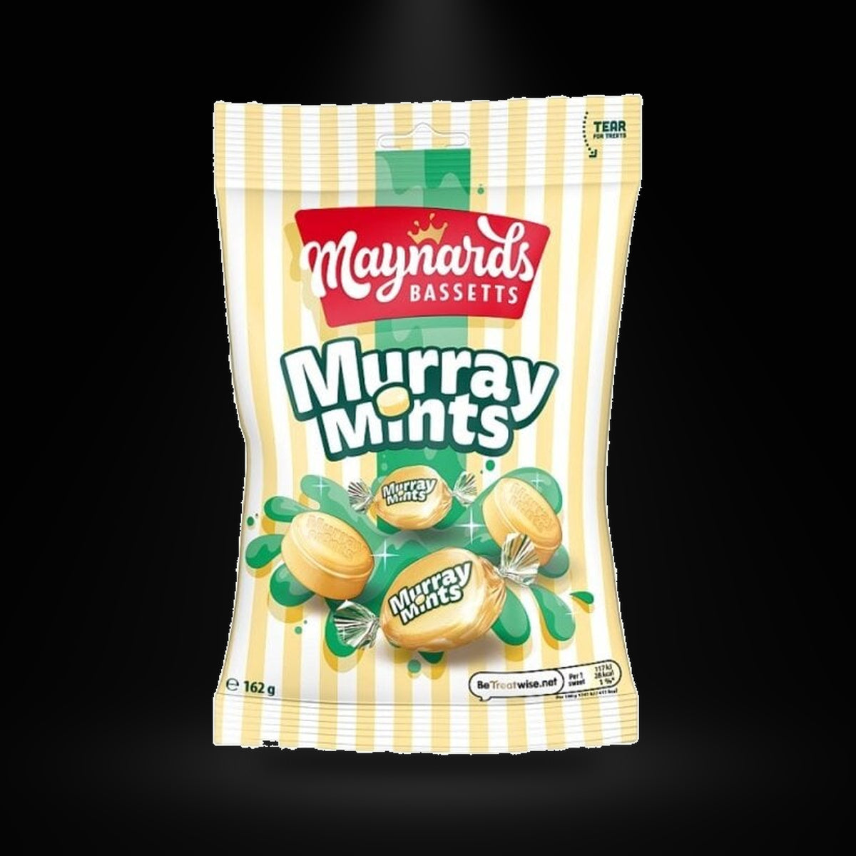 Murray mint bags on a black background with an overhead spotlight