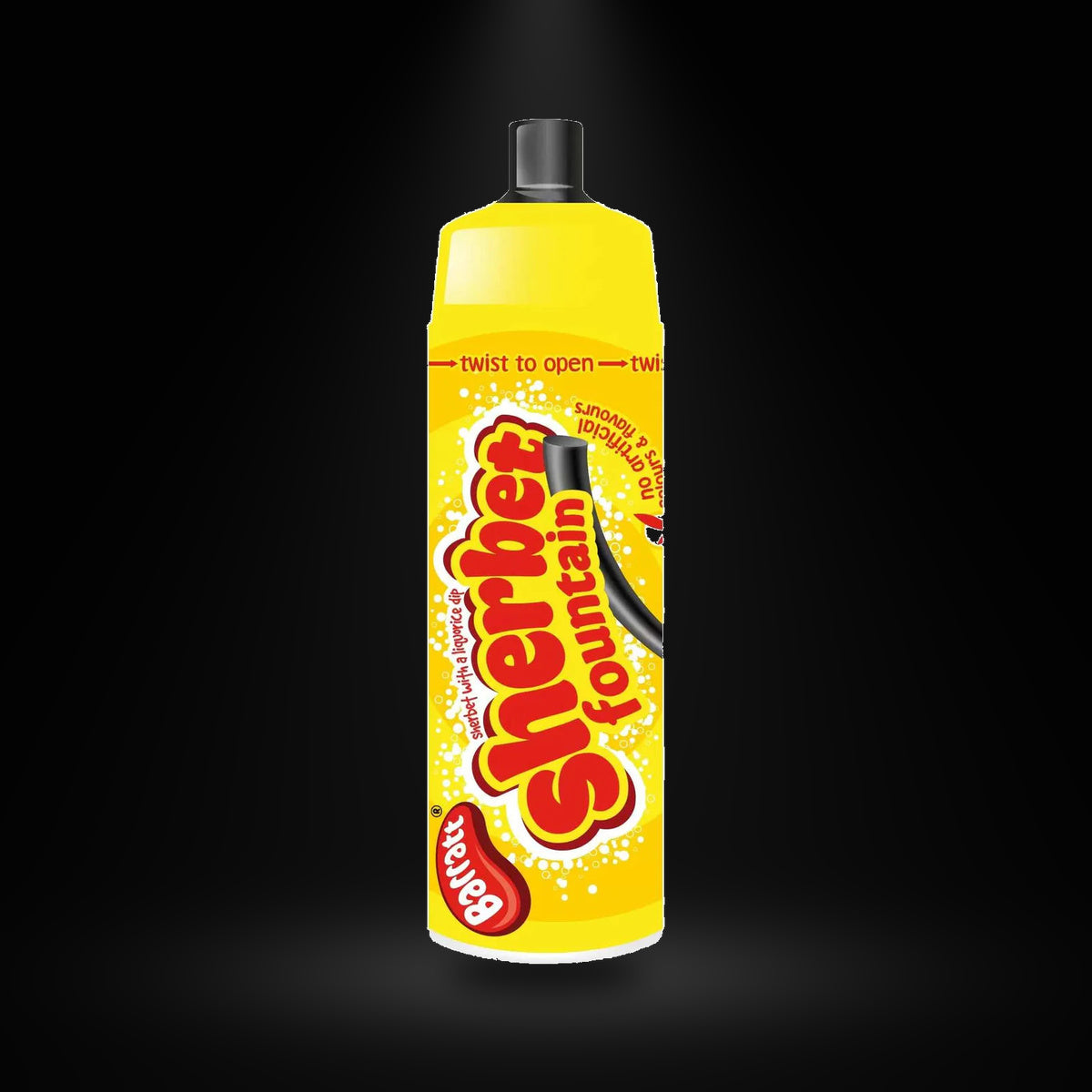 Sherbet Fountain on a black background with an overhead spotlight